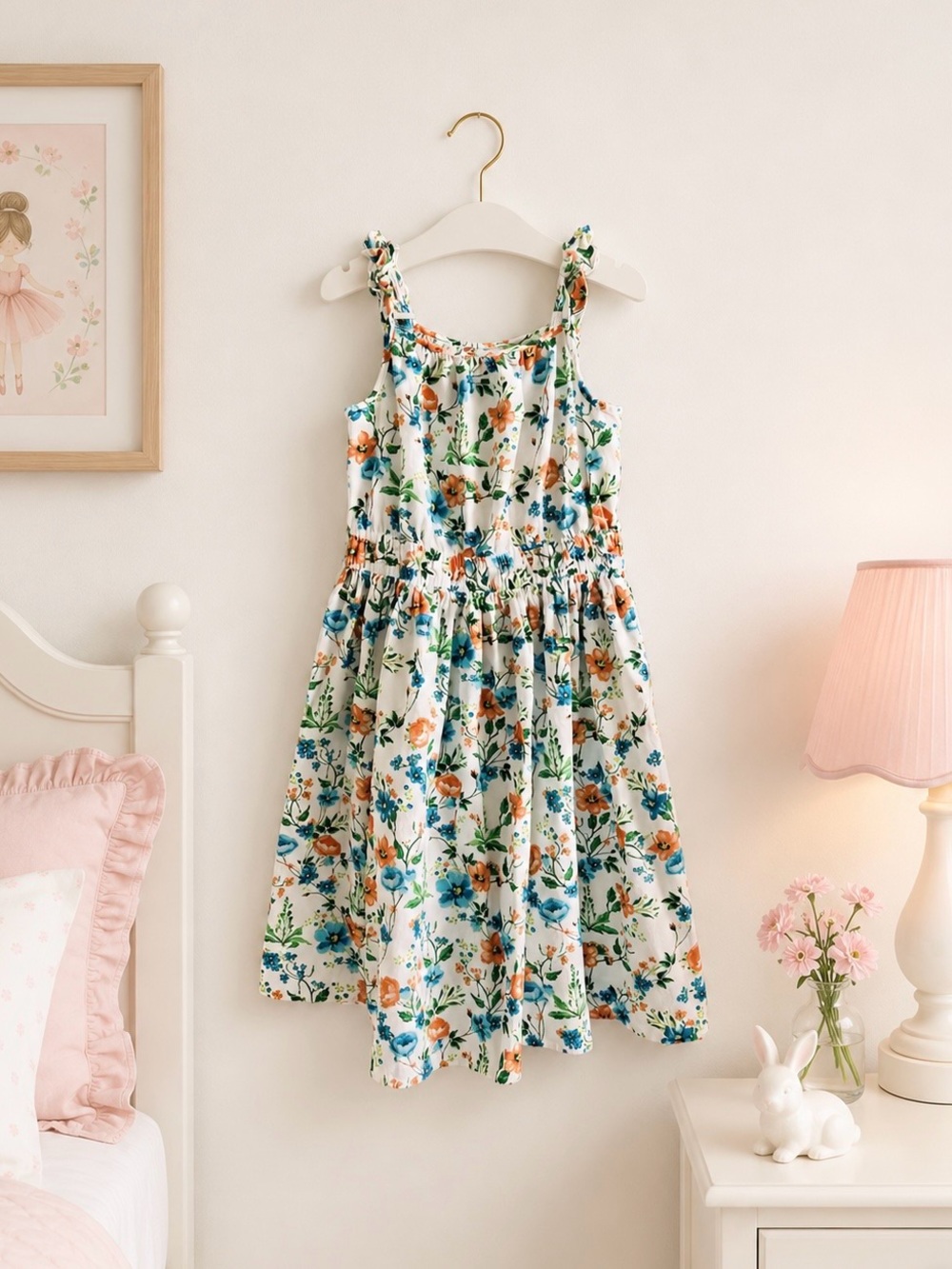 Peyton & Parker Girls Floral Summer Dress Size L 14 Cotton Smocked sundress